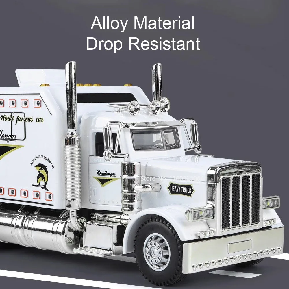 Peterbilt – voitures en alliage moulées sous pression, jouets 1:24, modèles avec musique légère, véhicule à tirer, 3 portes ouvertes, voiture Miniature pour garçons, cadeaux, 389