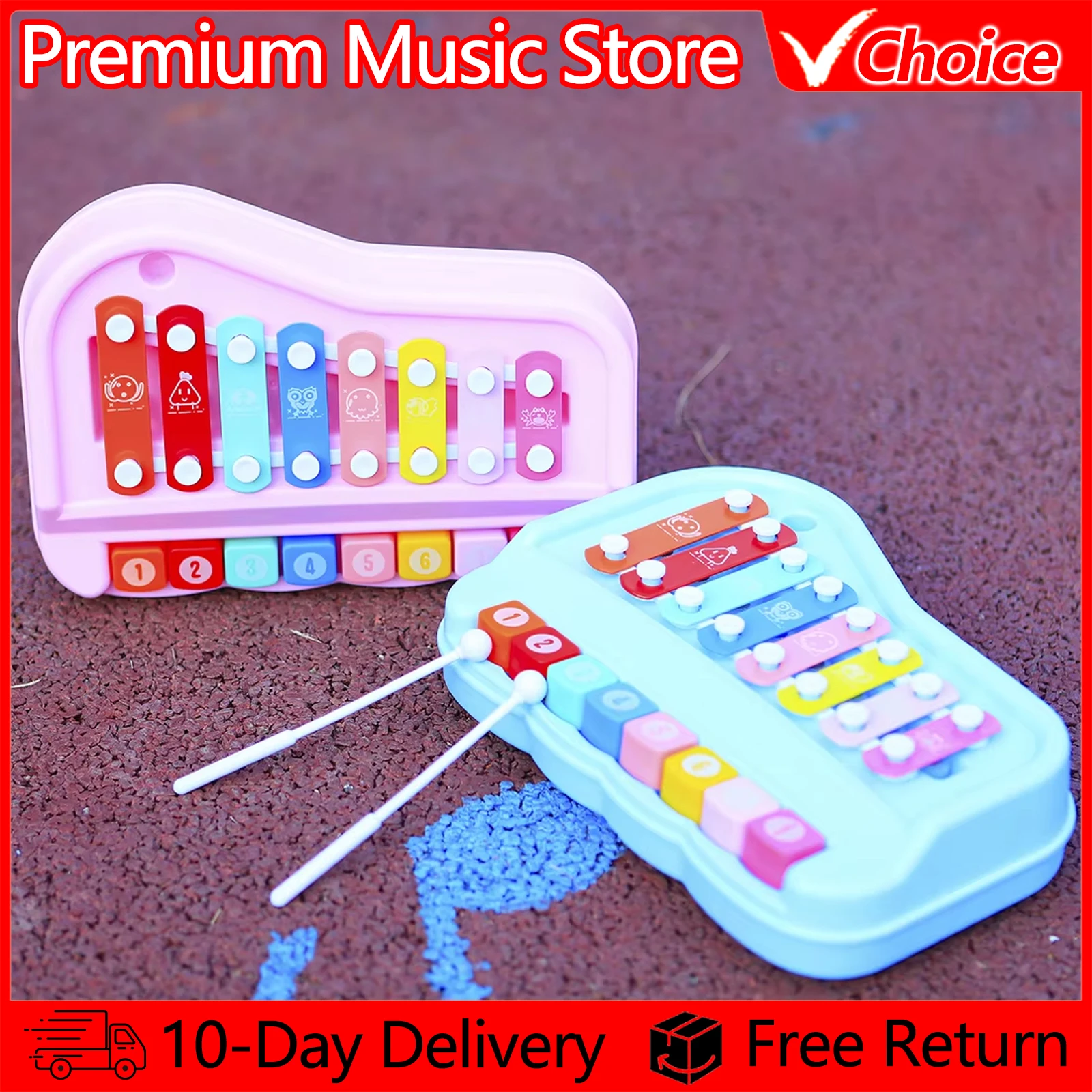 SY-73 Kids Xylophone 8 Note Glockenspiel with Mallets for Children Music Education Orff Instrument Toys Music Enlightenment
