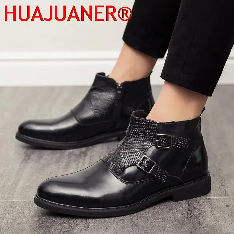 Winter Designer Men's Chelsea Boots Keep Warm Gentlemen Style Men Dress Shoes Plush Ankle Boots for Men Moccasins Botas Hombre - view 5