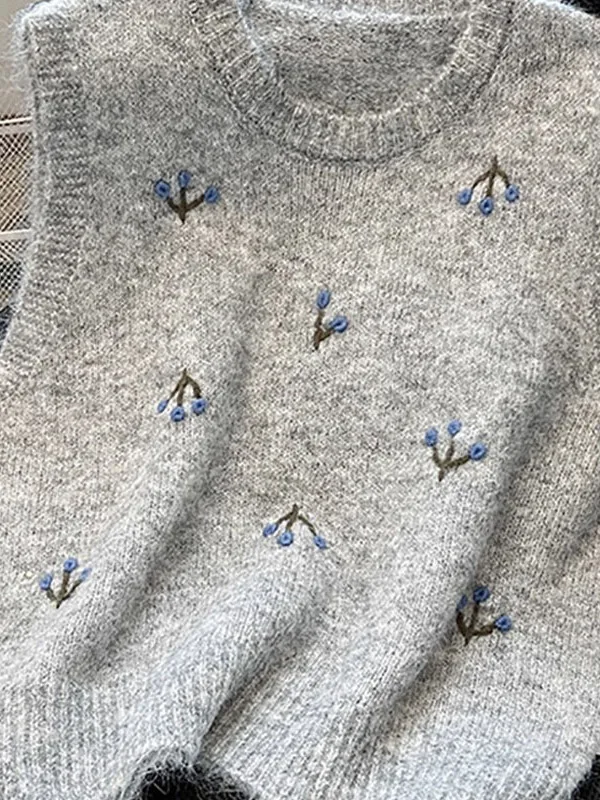 

Корейский мягкий вязаный жилет с вышивкой, женский ранний осенний новый круглый топ на бретелях Ne Svel, верхняя одежда, топ