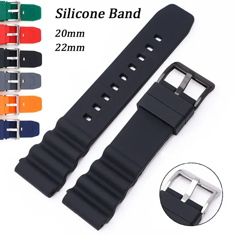 Correa de reloj de silicona de 20mm y 22mm, correa de goma resistente al agua para Seiko, Citizen, pulsera Rolex, pulsera Universal deportiva suave