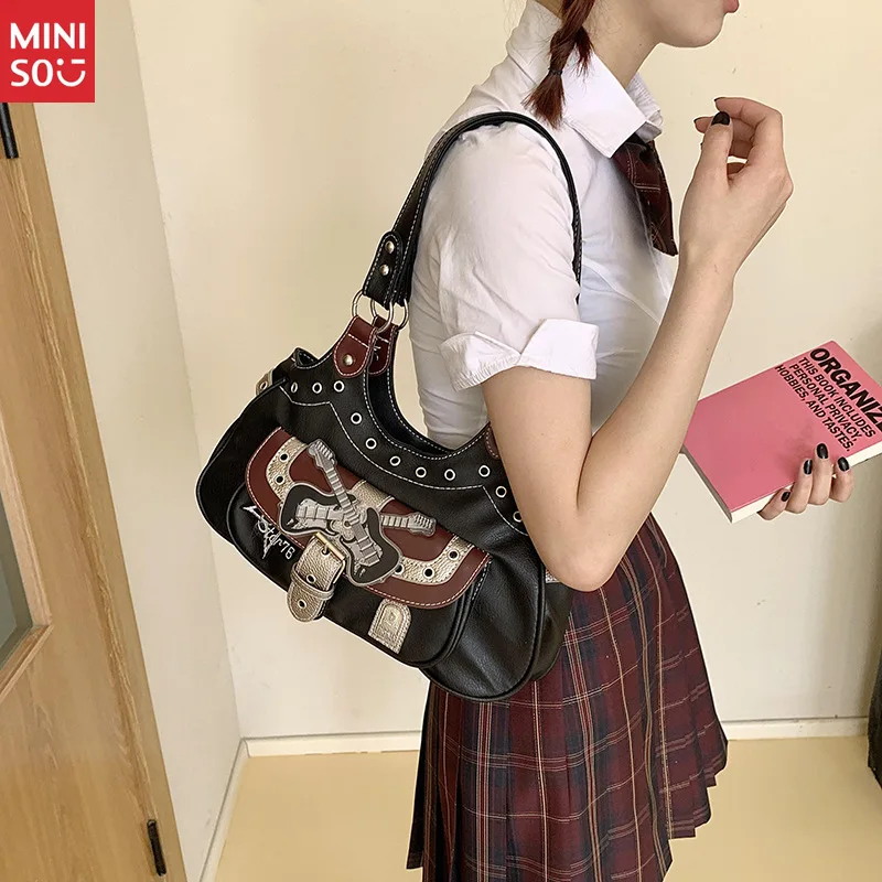 Bolso de mano Miniso Y2K Punk, bolso de hombro para subcultura Grunge, bolso de viaje alternativo espacioso