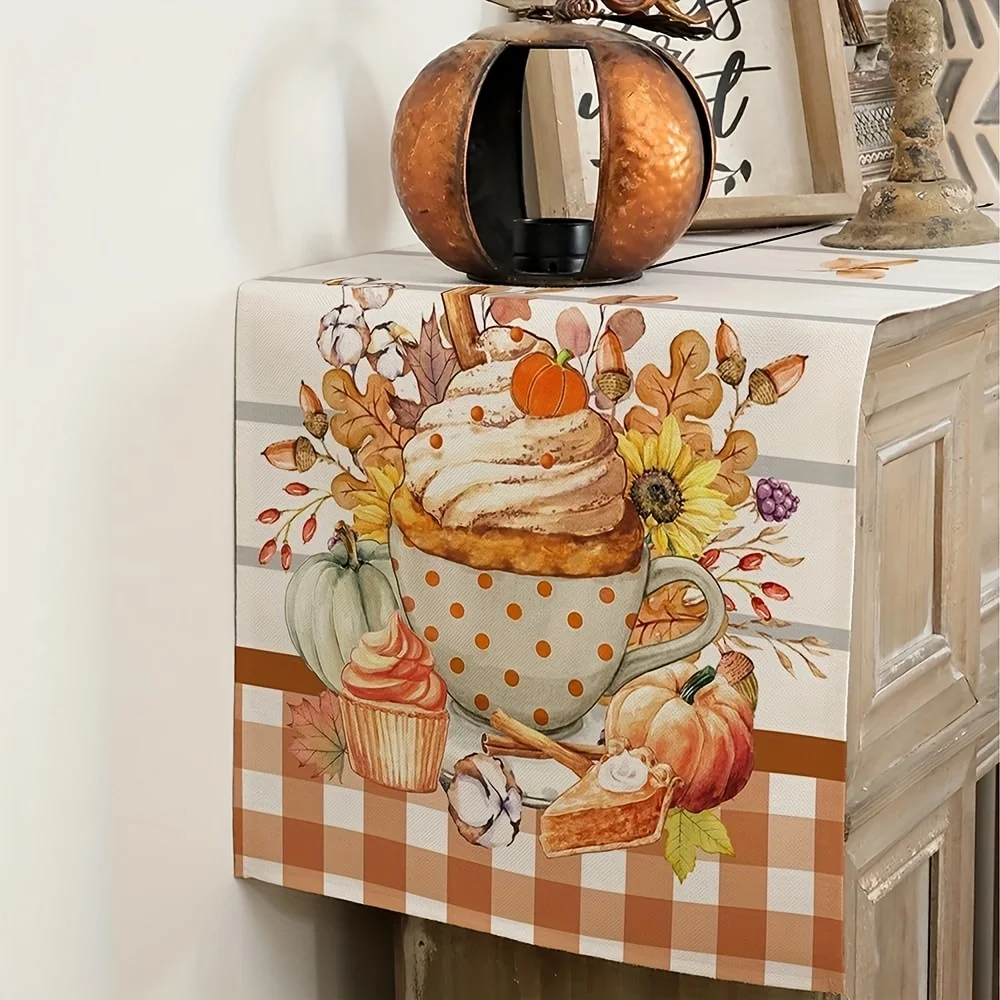 Autumn Maple Table Runner - Vibrant Fall Harvest Design with Pumpkins-Perfect for Kitchen and Dining Decor