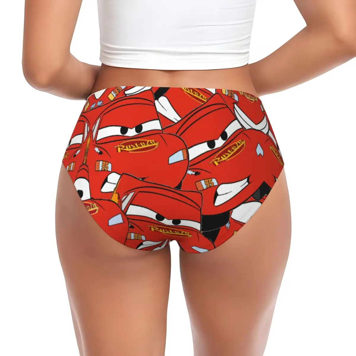 Custom Womens Lightning McQueen Collage Cartoon Panties Comfort Briefs Underwear