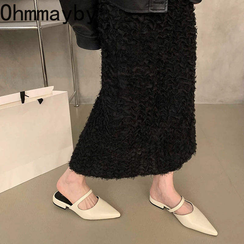 Spring Summer Pointed Toe Women Muels Slippers Fashion Shallow Party Dress Ladies Flats Slides Shoes view 3