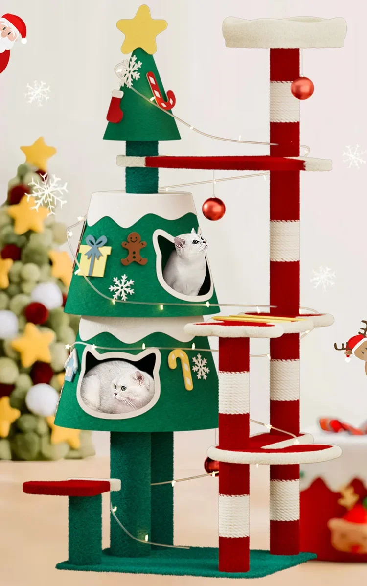 Christmas colorful large cat climbing frame nest frame available in all seasons fun toy frame