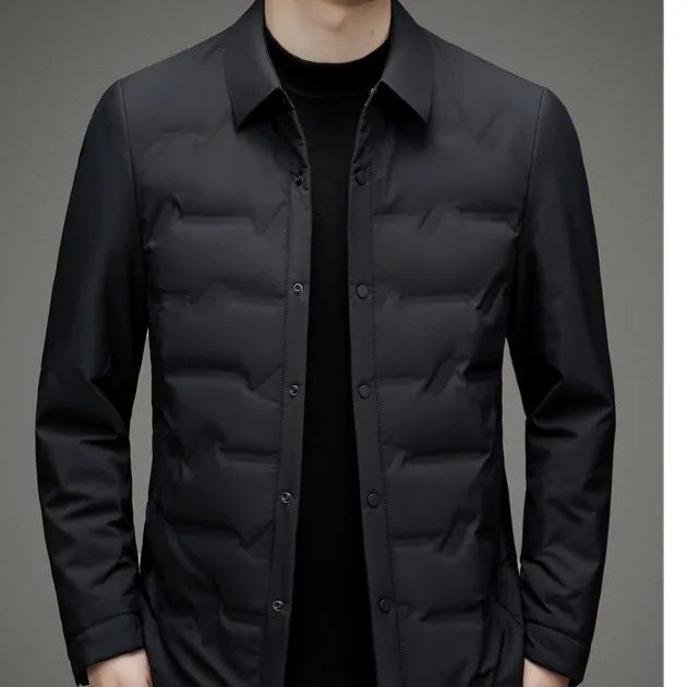 2026 Men's Thin, New, White Duck Down Warm Business Lapel Jacket