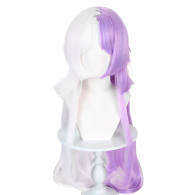 Anime Sigma Cosplay Wig  Purple Two‑Tone Long Hair Heat Resistant Synthetic Fiber Rose Net Wig Cap Anime Character Cosplay Wig