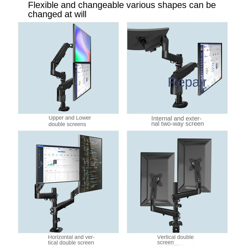 Dual Screen Display Riser Column Arm Extender