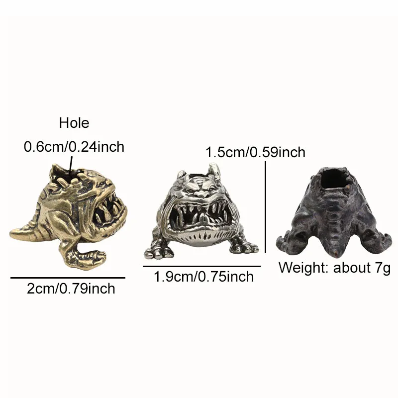 Cuspid Teeth Monster Brass Knife Beads EDC Outdoor DIY Paracord Woven Lanyard Keychain Pendants Metal Trinkets Jewelry Accessory