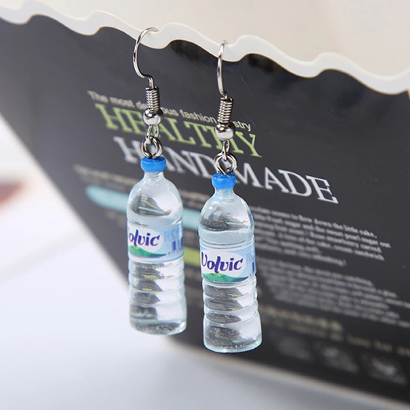 Novelty Creativity Fake Bottle Dangle Earrings for Women Funny Mineral Water Bottles Hook Drop Earrings 2024 New Fashion Jewelry