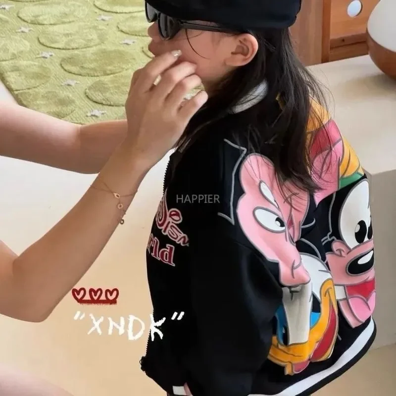 

Disney Mickey 2025 Autumn New Cute Wild Cartoon Print Zipper Baseball Uniform Baby Jacket Birthday Gift for Boys and Girls