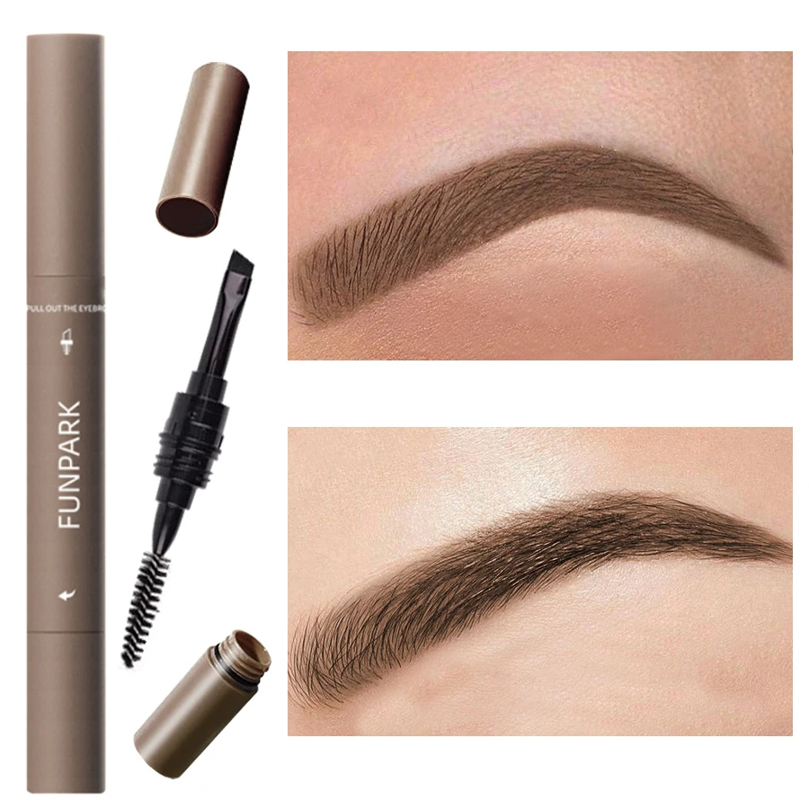 2 in 1 Eyebrow Pencil  Professional Cosmetics for Women Waterproof Eyebrow Tatto Brush Long Lasting Eyebrown Pen Korean Makeup