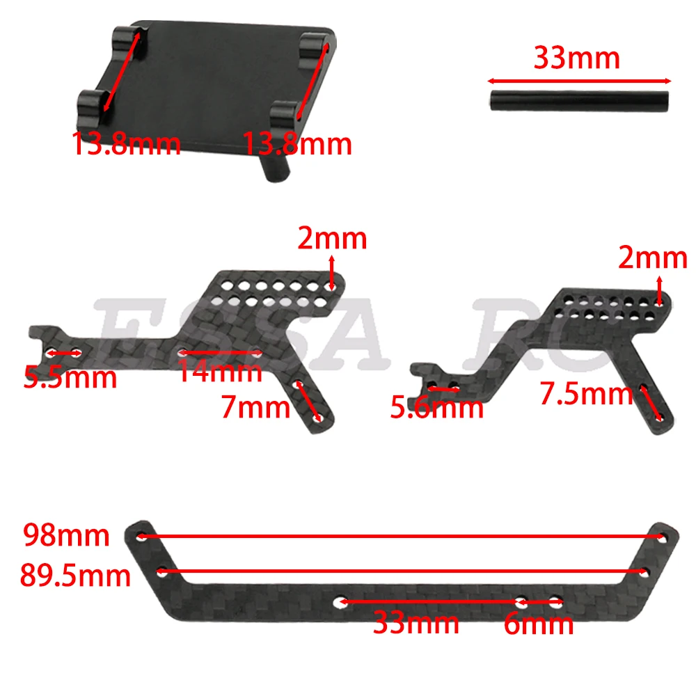 TRX4-M Carbon Fiber Chassis Assembled Kit Frame Girder for 1/18 RC Crawler Car TRX4M Upgrade Parts