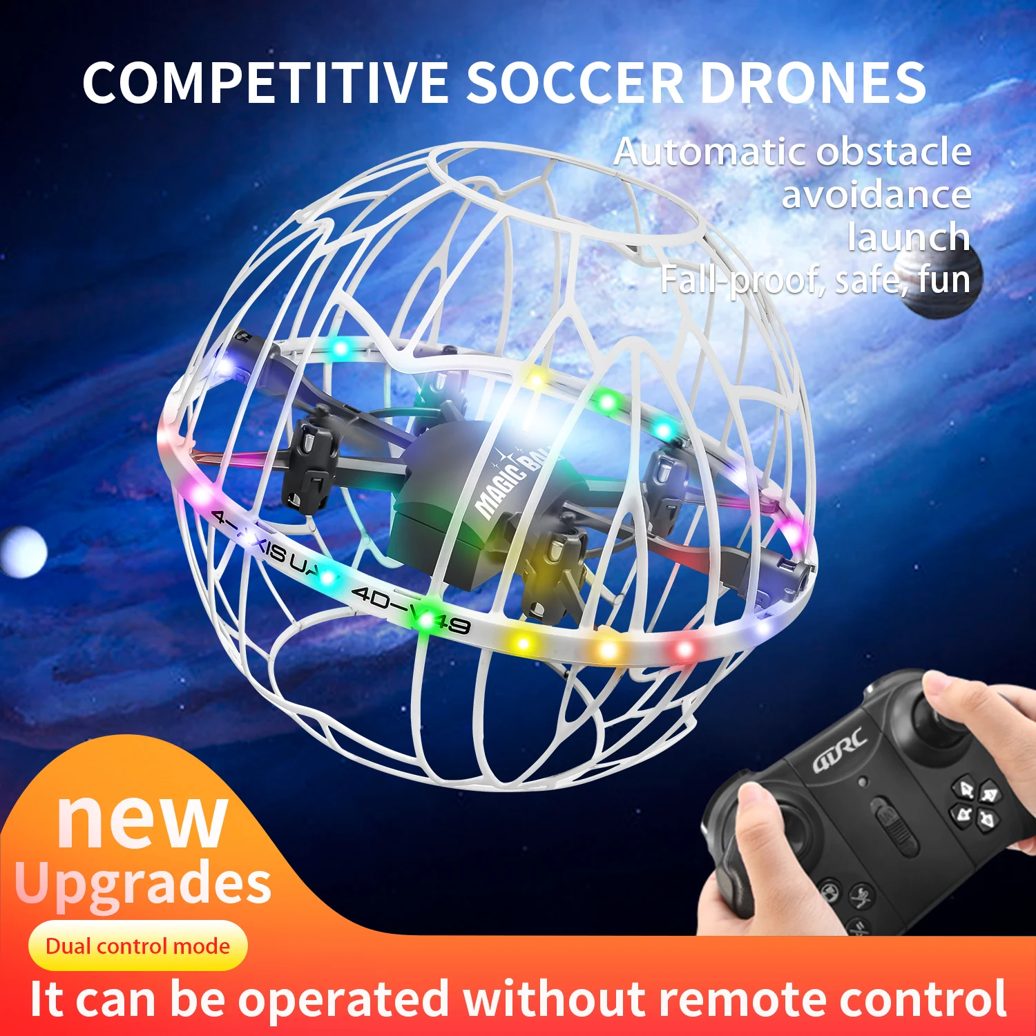 New V49 Soccer Competition Drone WiFi Fpv Air Pressure Helicopter RC Flying Ball Toys for All-round Protection Easy for Beginner
