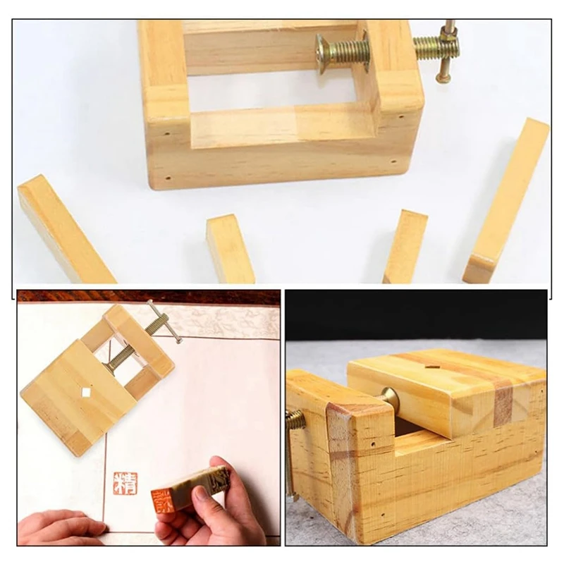 2Pcs Chinese Seal Stone Bed Wood Clamp Seal Engraving Carving Clamp Adjustable Clamp For Stone Carving image 5