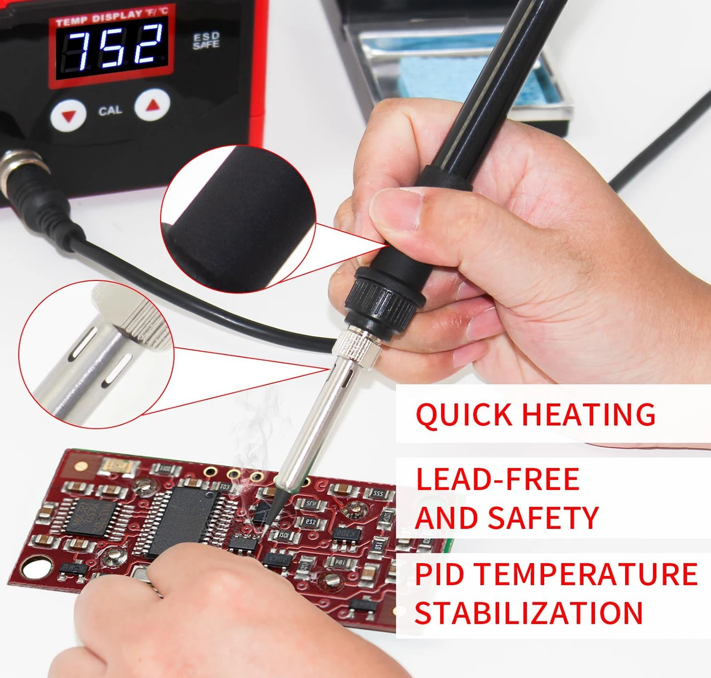 938D 70W digitale soldeerboutstationkit met precisiewarmteregeling, ingebouwde transformator, ondersteuning voor automatische slaap- en kalibratie