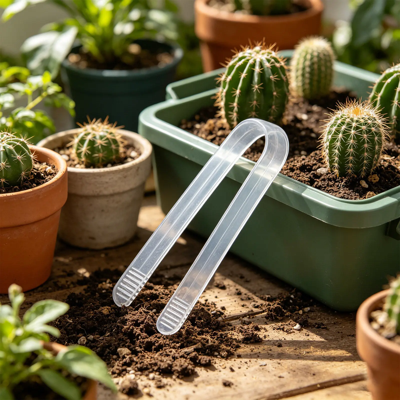 10Pcs Succulent Gardening Tools Set Acrylic Cactus Planting Clamp for Indoor Plants Safe Transplanting Non-Slip Potting Tweezers