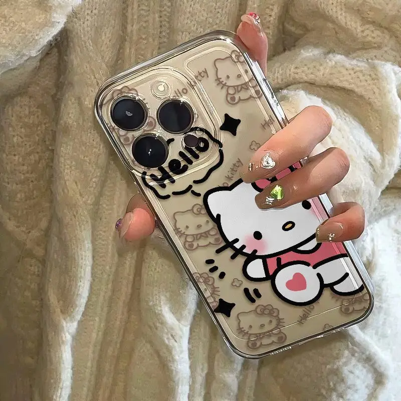 Original Kawaii Hello Kittys Phone Case For Samsung S24 S23 S22 S21 S20 S10 FE Note 20 10 Plus Ultra Lite 5G Clear TPU Cover