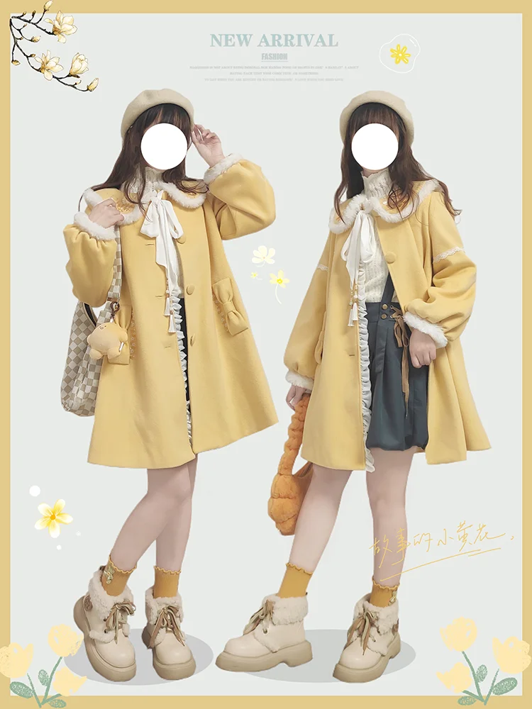 Hanfu Style Original Design Coat Picking Stars Moon Autumn/winter Cute Coat Doll Collar Fashion Street Lolita Girls' Coat