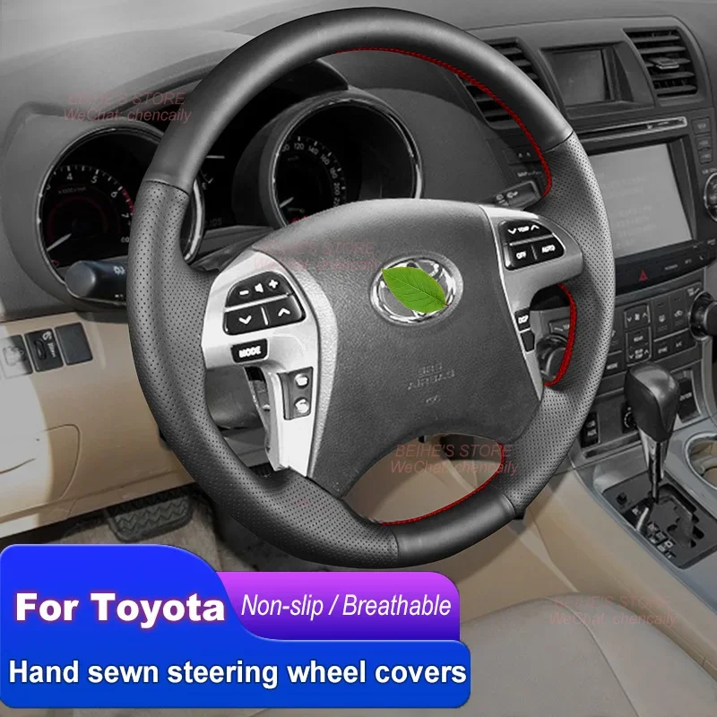 

Hand-stitched Non-slip Nappa Leather Car Steering Wheel Cover for Toyota Highlander 2009-2014 Camry 2006-2012 Interior Accessory