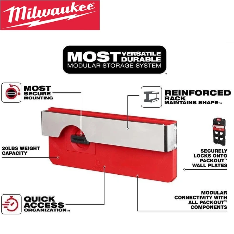 Milwaukee 48-22-8344 PACKOUT PACKOUT Belt Clip Wall Mounted Rack Metal Component Deposit Portable Tool Accessory