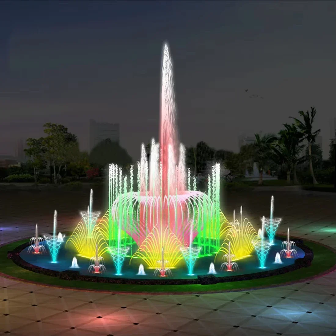 Stainless steel music fountain program-controlled dry spray array landscape equipment customization