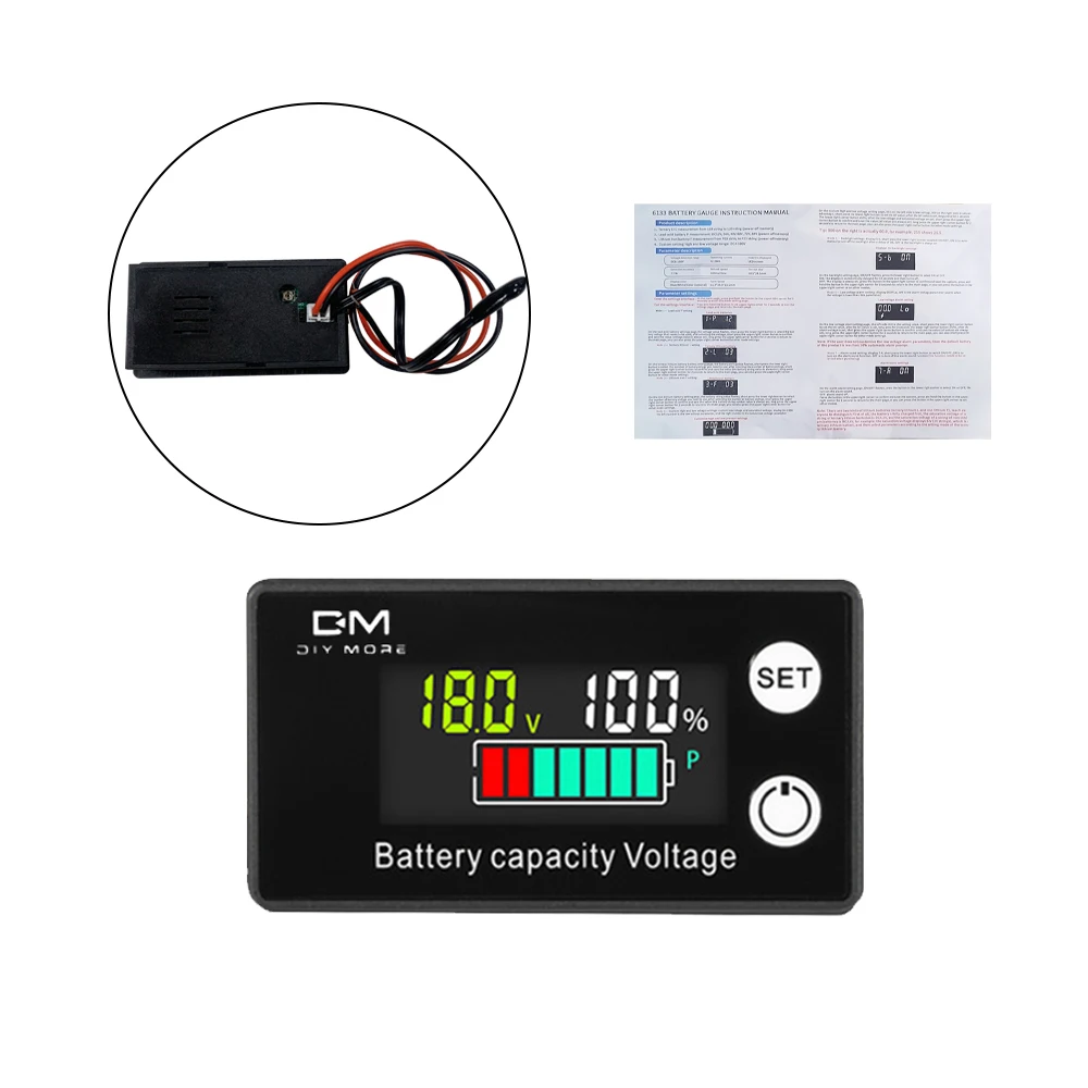 6133A DC 8-100V Digital Battery Capacity Indicator Voltmeter LCD LiFePO4 lead-acid Lithium Battery Level Tester Meter Monitor