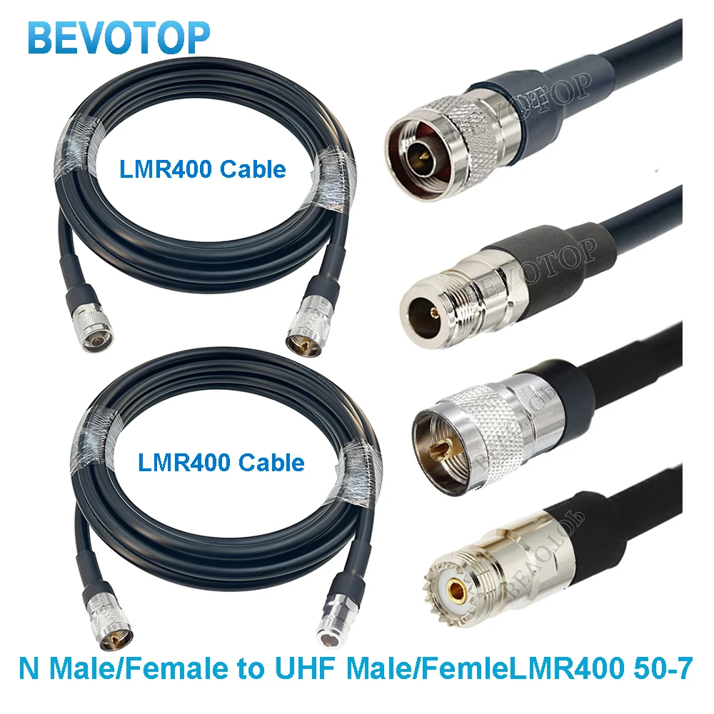 1Pcs LMR400 PL259 SO239 UHF Male to N Male Adapter RF Coax Extension Jumper Pigtail LMR-400 Cable