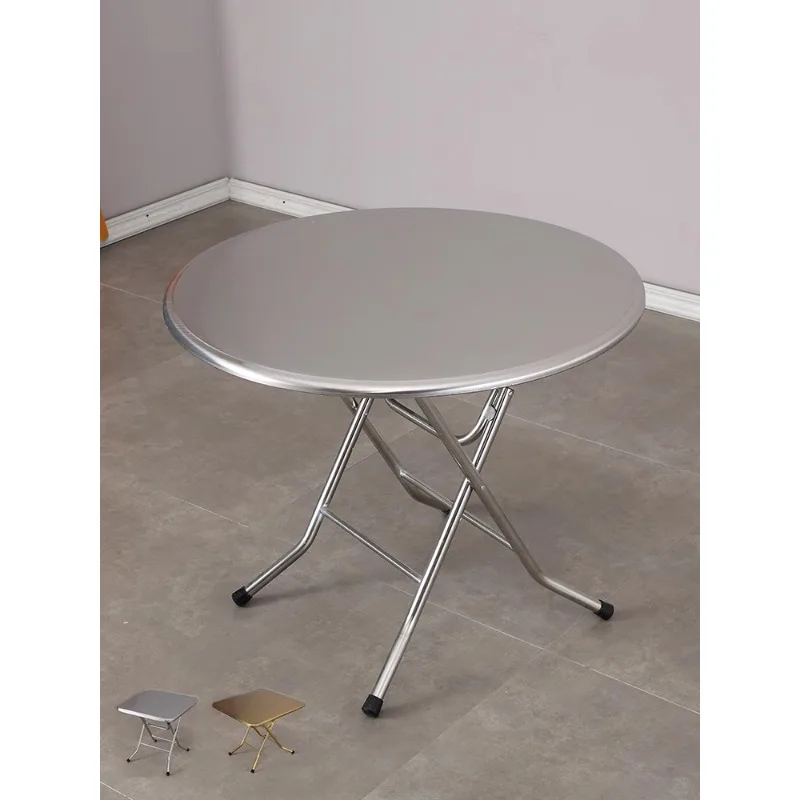 Double-layer stainless steel folding Eating table Dining Square  Household small apartment round table 80 round