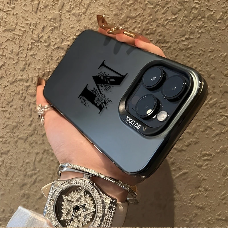 Para iPhone 16 15 14 13 12 11 Pro Max funda con patrón de letra M de flores para iPhone XS Max XR X 7 8 Plus 16E cubierta IMD a prueba de golpes