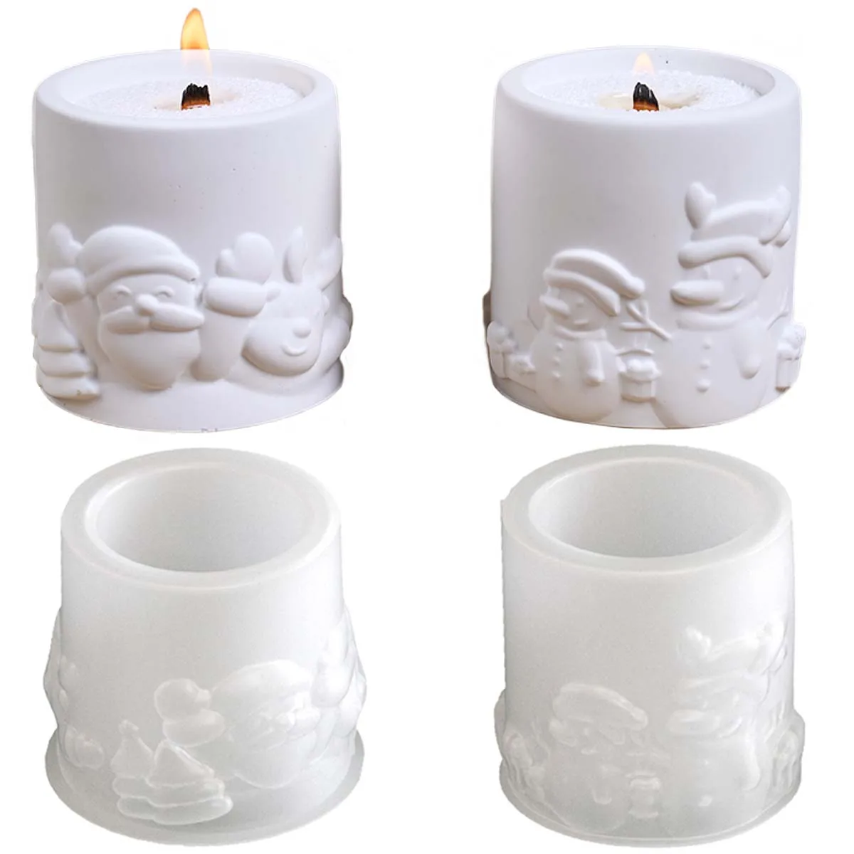3D Weihnachten Santa Claus Kerze Glas Silikon Form DIY Schneemann Elch Schmuck Lagerung Box Gips Casting Formen Harz Handwerk Machen
