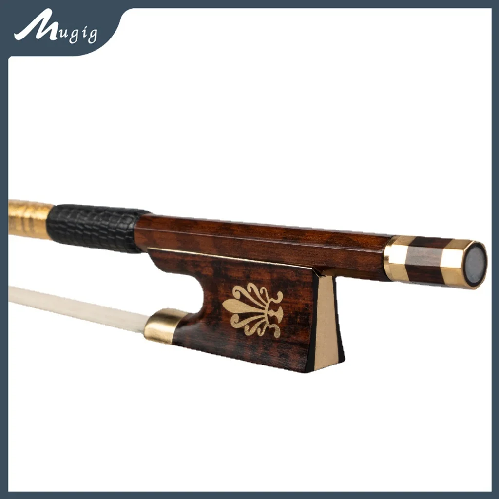 

Mugig Master Selected Snakewood 4/4 Violin Bow W/Peacock Inlay Snakewood Frog Fast Response