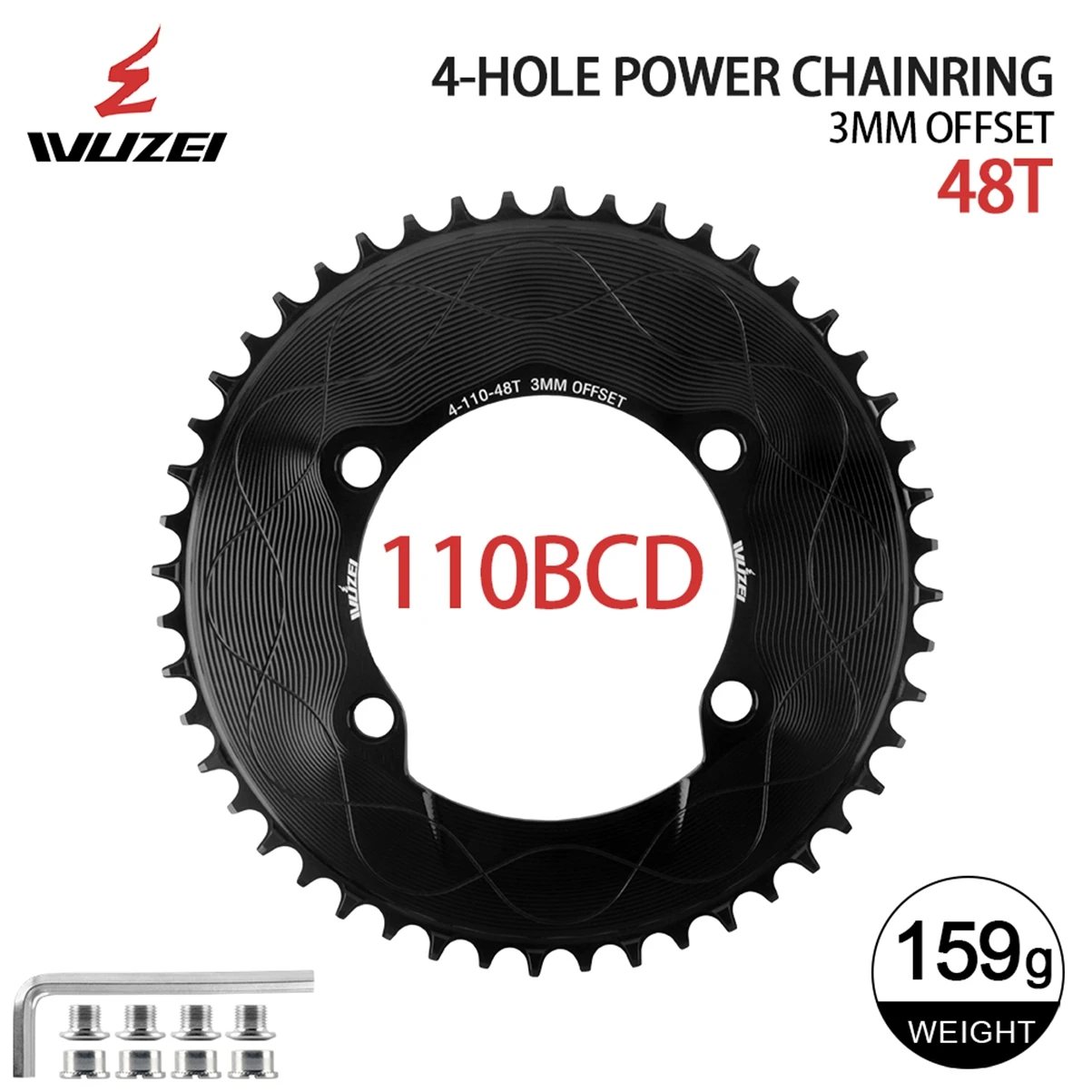 WUZEI 110BCD Rennrad Kettenblatt 8 9 10 11 12S Fahrrad Kettenblatt 40T 48T 58T Schmales breites Kettenrad für Shimano R7000 R8000 R9100