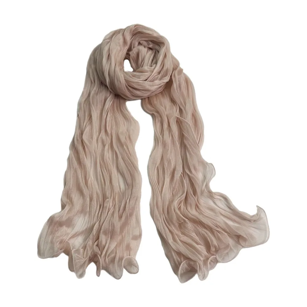

Simple Solid Color Shiny Bubble Crepe Hijab Thin Sunscreen Musulman Hijab Scarf Breathable Long Muslim Wraps Shawl Women