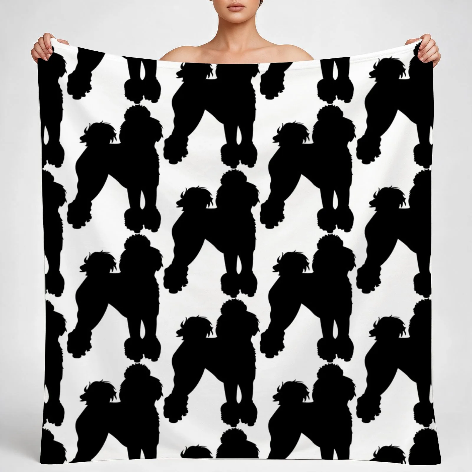 Black Poodle Throw Blanket couch cozy soft plush fuzzy picnic outdoor blanket