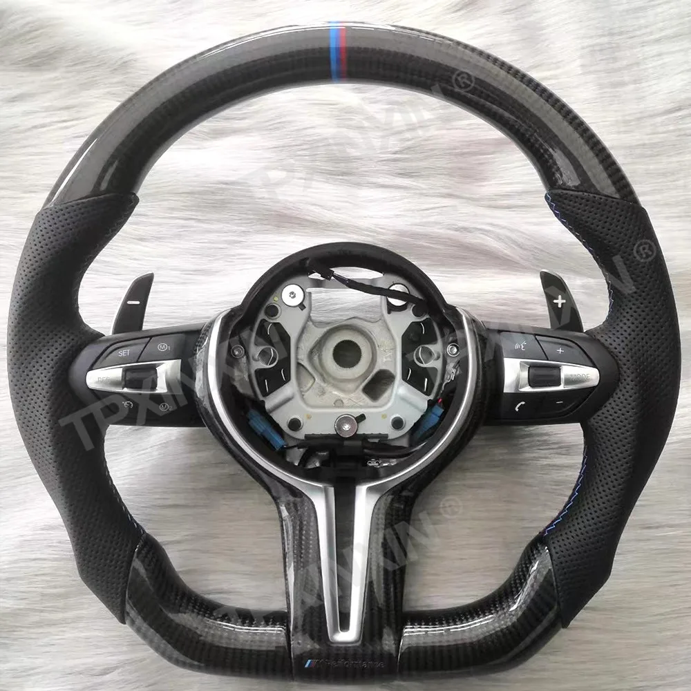 Car Steering Wheel Carbon Fiber For BMW 328M M3/1/2/3/4 Series X1/X3/X4/X5/X6 M2/M3 Leather Retrofit Interior Auto Electronics