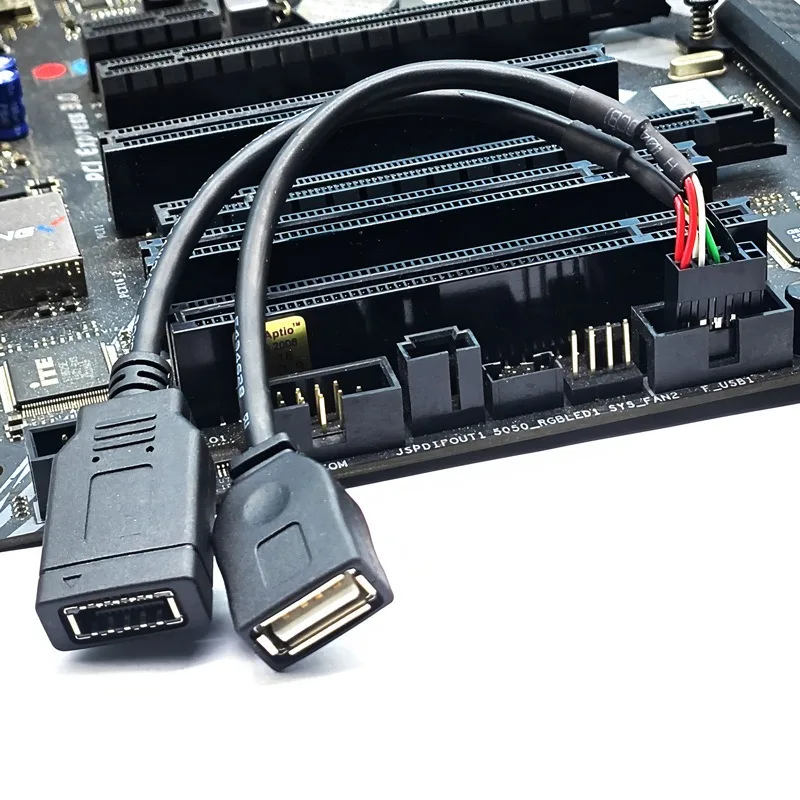 Desktop Chassis Front‑Panel Adapter Wire, 9PIN Convert to TYPE‑E KEY‑A to USB‑AM Short Jumper Cable