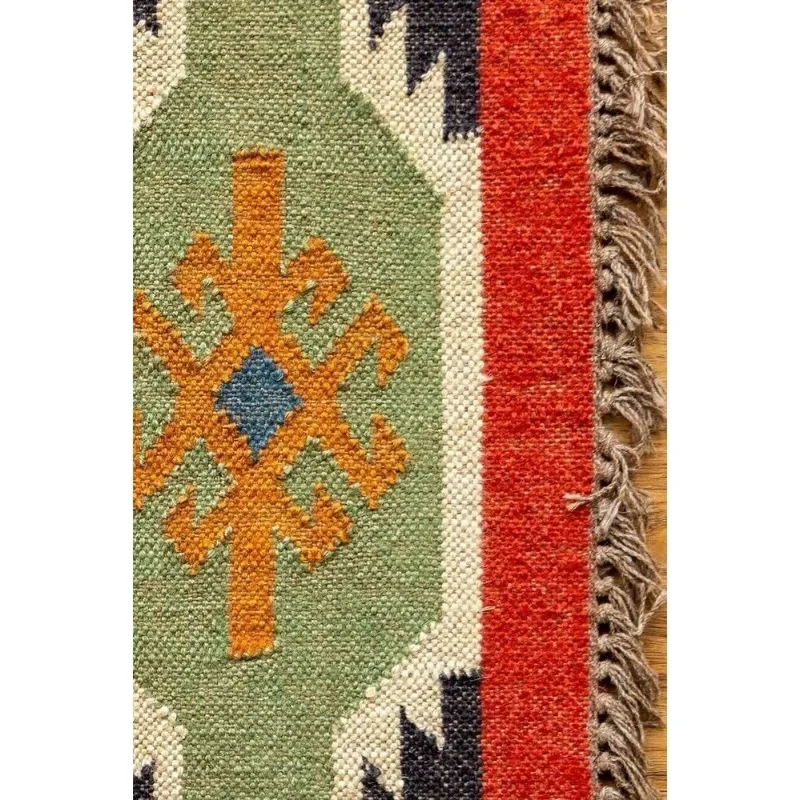 Rug Jute Wool Handmade Accent Vintage Kilim Carpet Living Room Hallway Area Rug