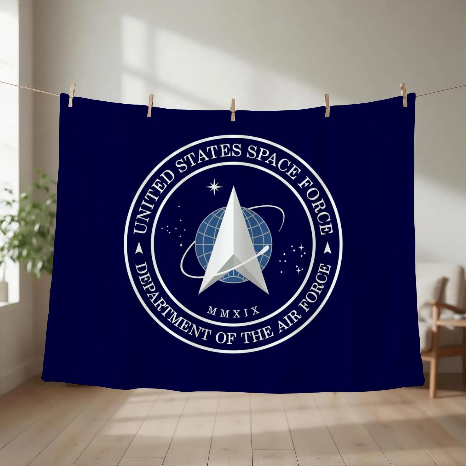 United States Space Force USSF Official Logo Emblem Throw Blanket couch cozy soft plush fuzzy picnic outdoor blanket