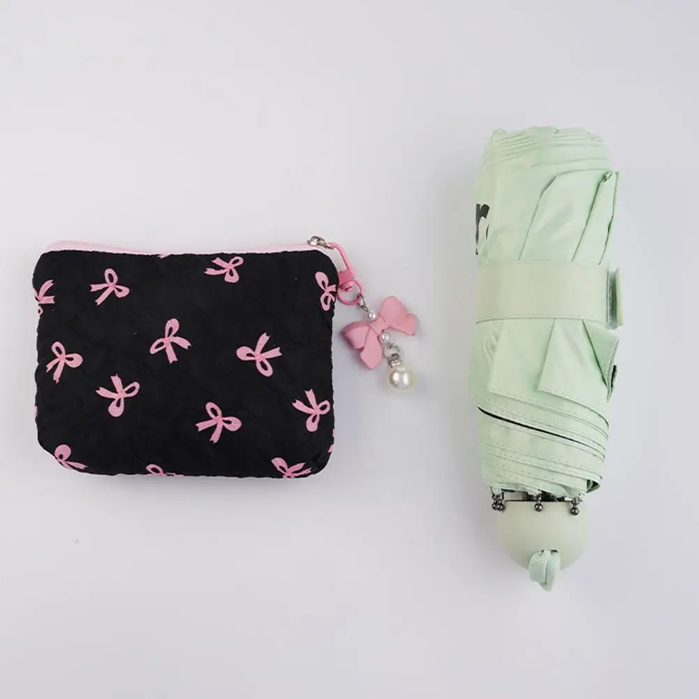High-end Polyester Makeup Bag for Women Quilted Travel Cosmetic Bag Girls' Make Up Organizer Portable Little Bow Makeup Pouch image 6