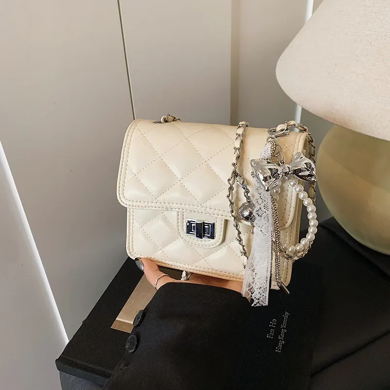 

Весна - Модный 2025! Роскошная женская мягкая кожаная стеганая сумка в клетку с цепочкой и ремешком в Корейском стиле - Стиль - Свежий вид - Маленький