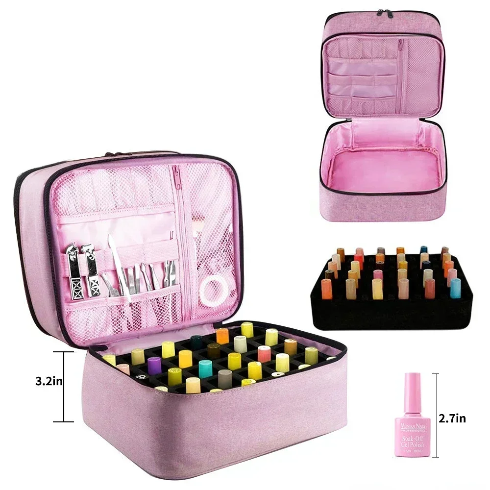 30 Bottles Nail Polish Storage Bag Cosmetic Handbag Organizer for Travel Portable Essential Oil Bag Nail Care Kit Box