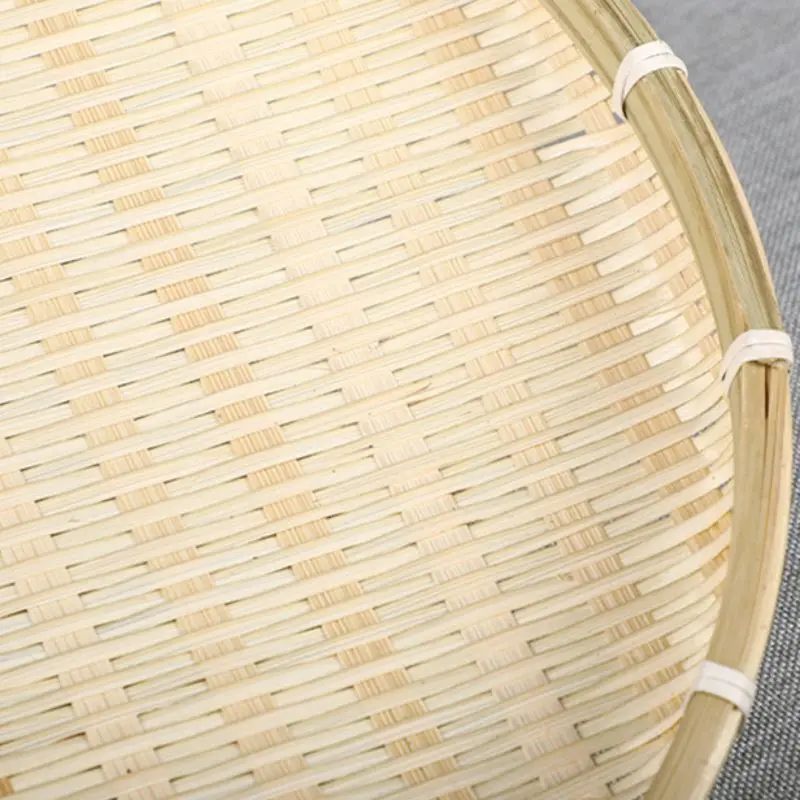 Natural Handmade Weaving  Bamboo Sieve Bamboo Raft Round Dustpan DIY Decorative Fruit Bread Basket Kitchen Storage