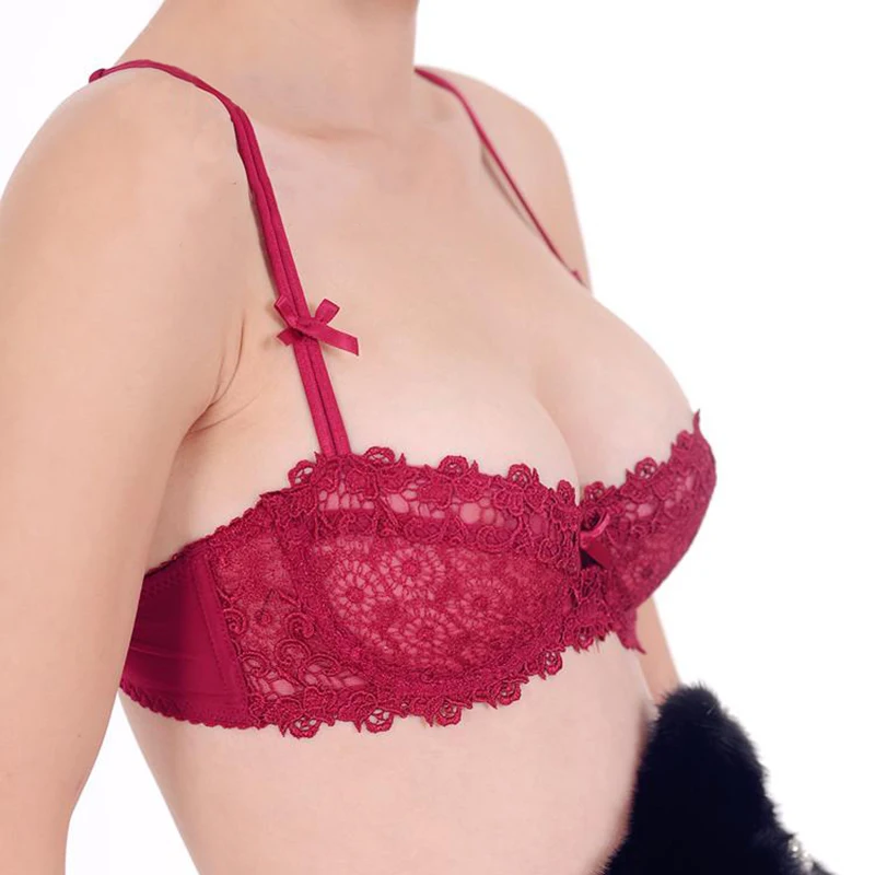 

KUCLUT Lace Bra Top Female Lingerie Unlined Transparent Bras For Women Sexy Push Up Plus Size Underwear Mesh Brassiere A B C D