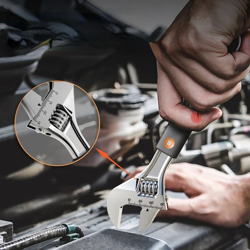 Deli Verstellbarer Schraubenschlüssel, mehrfarbig, 1 Stück, 20,3 cm, multifunktionaler, gummierter, rutschfester Griff, Elektriker-Reparatur-Handschlüssel – Detail 1