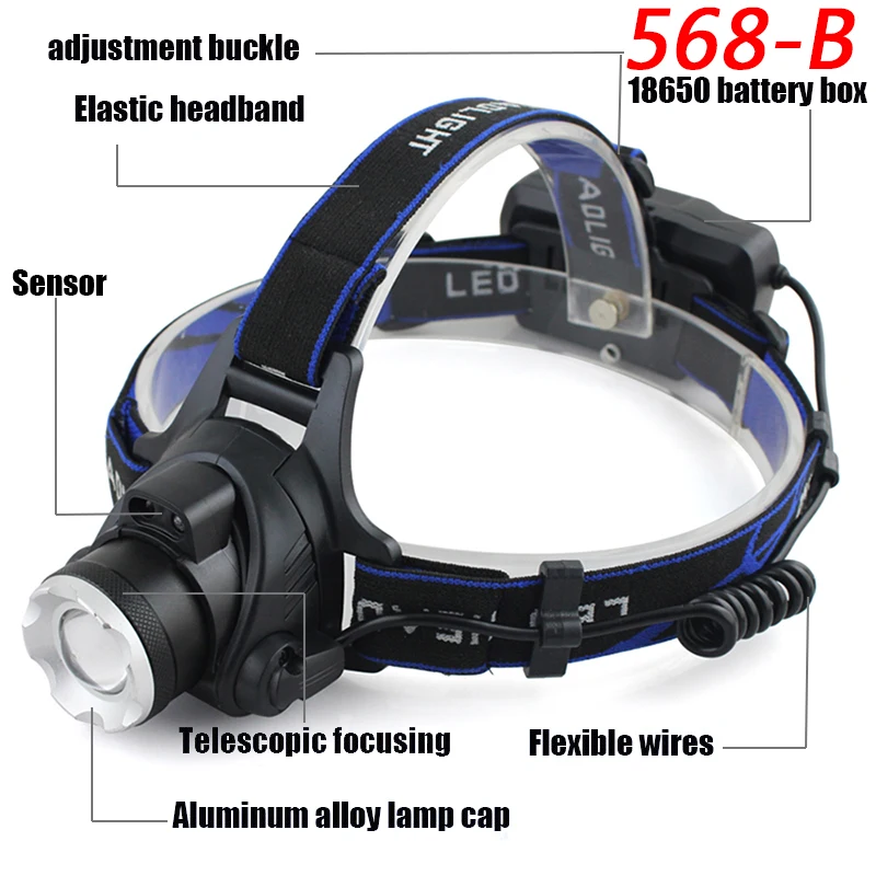 Zoom LED Headlamp CREE T6 Body Motion Sensor Headlight 6000lm USB Rechargeable  Head Flashlight Torch lamp Light Lantern Fishing