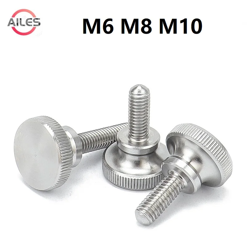 

304 Stainless Steel M6 M8 M10 Knurl High Flat Head Hand Tighten Screws GB834 Curtain Wall Glass Lock Slingshot Thumbscrews