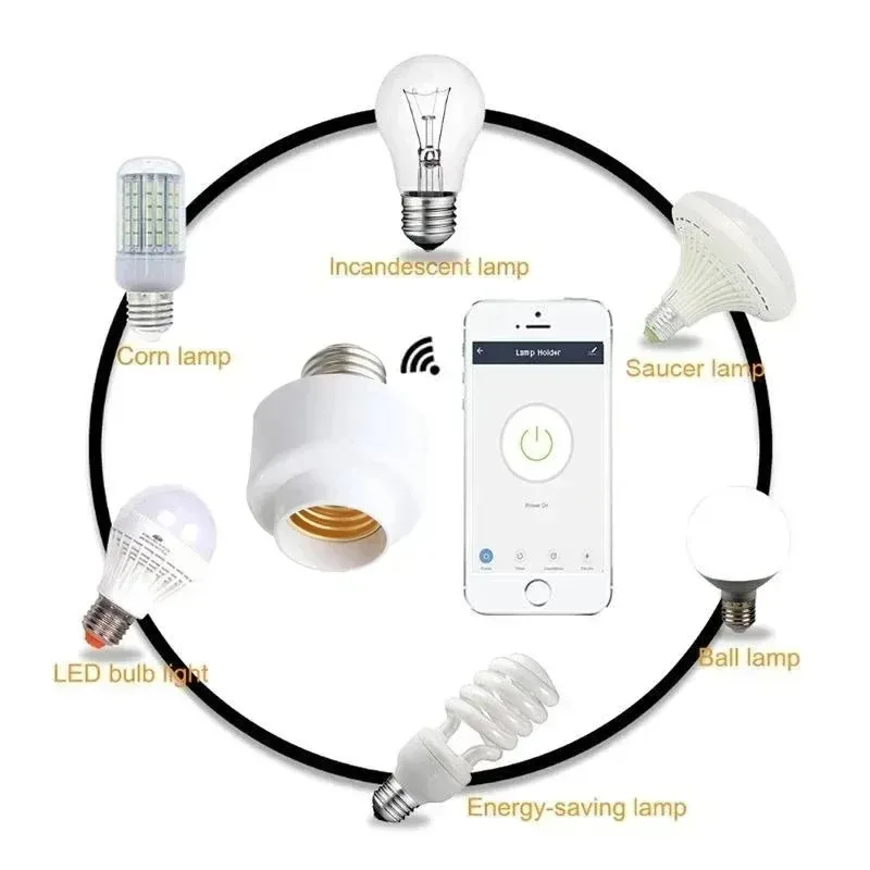 Tuya WIiFi BL E27 Socket Smart Lamp Holder Base Light Bulbs Adapter Kitchen Bedroom Light Switch Voice Control Alexa Google Home