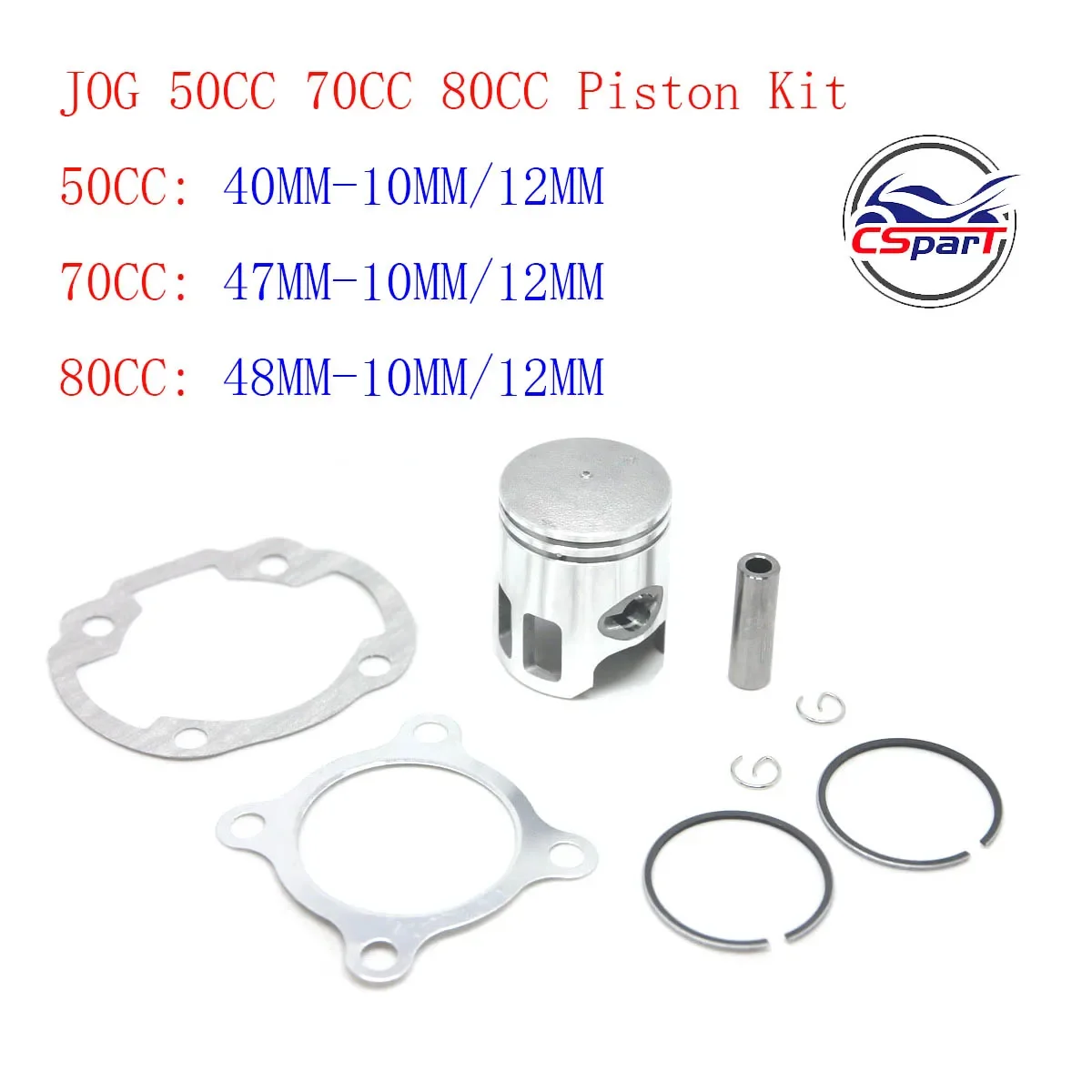 JOG 40MM 47MM 48MM 10MM 12MM Zestaw tłoka do Yamaha 50CC 70CC 80CC Minarelli EVO 5BM 5SU 1E40QMB Keeway Roketa Scooter ATV Buggy